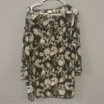 Chico's  Olive Green and Cream Floral Tunic Top 2 12 L Photo 1