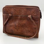 Patricia Nash Purse Leather Calvi Satchel Shoulder Bag Signature Map Riot Rust Photo 0
