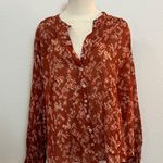 Free People Gauzy Print Oversized Lightweight Blouse A096 Photo 0