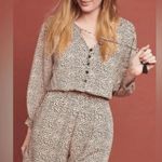 Anthropologie  Beach Gold Chelsea Romper Tan Dot Long Sleeve Photo 0