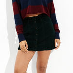 American Eagle  Outfitters dark green corduroy button-front mini skirt Photo 0