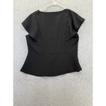 Trixxi Women's Button Front Blouse Solid Black Flutter Sleeve Size XL peplum Photo 1