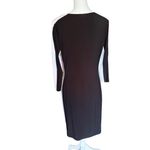 CHAPS Lauren by Ralph Lauren Womens Size 12 Black White Colorblock Ruched Midi Dress L Photo 3
