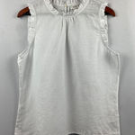 J.Crew Ruffle Sleeveless Top M Linen White Blouse Size M Photo 0