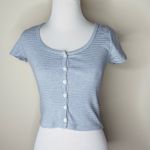 Brandy Melville Blue Striped Zelly Button Down Tee Photo 1