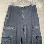 Madewell Low Slung Baggy Cargo Jeans Women 31 Washed Black Denim Hemp Blend Photo 3