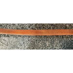 Casual Corner Large Genuine Leather Crocodile Embossed Belt Silver Buckle Italy Brown Photo 3