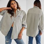 We The Free Free People Oversized Happy Hour Oxford Button Down Shirt Large Preppy Stripes Photo 3