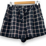 American Eagle Navy Blue & Gray Plaid Tie Waist Shorts Size M NEW Photo 0