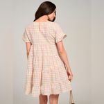 NWT BiBi SHORT SLEEVE TIERED LOOSE FIT MULTI PLAID MINI DRESS Photo 2