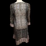 Sun & Shadow  sz S black & blue print ruffled hem & sleeves swimsuit coverup GUC Photo 3