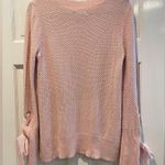 Kaari Blue Cable Knit Sweater Ribbon Tie Ling Sleeves Pink Size Small Photo 1