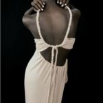 ZARA  ivory/cream gauzy maxi dress side slit with braided rope details. S… Photo 4