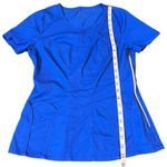 Jaanuu  Side Zip Blue Scrub Top With‎ Pockets Gold Zipper Photo 1
