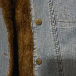 Denim&Co Blue Jacket Brown Faux Fur lining pockets Wo size smallclean condition Photo 7