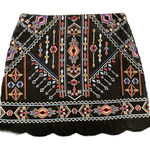 Blu Pepper Scallop Hem Embroidered Corduroy Mini Skirt M Black Photo 0