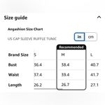 Angashion NEW Cap Sleeve Ruffle Neck Loose Babydoll Shirt Blouse Tunic Top M Photo 3