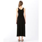 James Perse  Ribbed Knit Midi Dress Black Supima Cotton Stretch Minimalist US 0 Photo 2