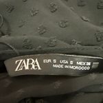 ZARA Women's Black Bow Tie Long Puff Sleeve 3D Semi Sheer Blouse Top Size S Photo 3