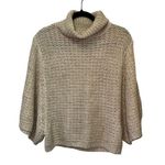 Poof! Poof Excellence Cream Knit Balloon Sleeve Cropped Sweater Photo 0