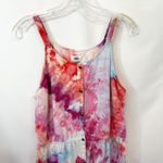 Old Navy  Medium Dress Handmade Tie Dye Linen Button Front Pockets Pink Boho 1750 Photo 3
