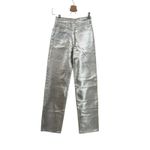 ZARA  Boy Fit Jeans‎ Boyfriend Mid Rise Button Fly Silver Metallic Size US 0 Photo 9