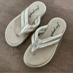 Free People  Metallic Gold Plush Wonderland Thong Sandals Photo 1