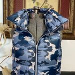 My Anorak Blue Camo Removable Hooded Duck Down Puffer Vest Outerwear Sz S 🧡 White Photo 1