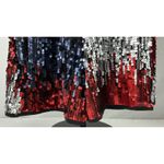 Sequin Romper Women's Long Sleeve Plunge V Neck Dance Cheer Club Mini Sz MED Red Photo 6