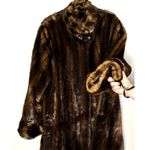 Pamela McCoy Faux Fur Light Dark Brown Color Snap Button Closure Jacket size 1X Photo 5