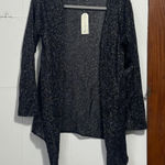 French Laundry  Cardigan Womens M Black Metallic Sparkle Open Front Long Sleeve Photo 0