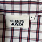 Sleepy Jones Pajama Top Women’s Size XS Checkered Button Up Long Sleeve White Photo 6