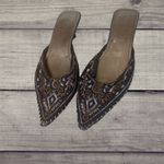 Qupid Brown Shoes Low Heel Beaded Embroidered Womens 7 Slip on Photo 7