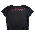 Ed Hardy  Flaming Skull Black Crop Top Size S/M Photo 2