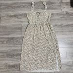 AUW  L Green Floral Smocked Tie-Front Ruffle Strap Slit Midi Dress Padded Bra Photo 7