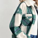 Plaid Flap Pocket Overshirt With Bong Collar Multiple Photo 2