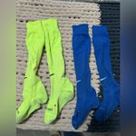 Nike Bright Green and Royal Blue Athletic Socks Photo 1