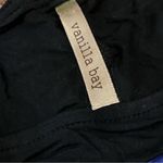 Vanilla Bay  Black & Blue Striped Drape Sleeve Long Tunic Blouse with Studs Small Photo 6