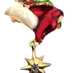 Santa Hat Brooch Pin Whimsical New Christmas Dangle Star Holly Berry Le… Red Photo 7