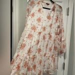 Vince Camuto NWT Size S White Floral Ruffle Flowy Long Sleeve Sheer Mini Dress Photo 8