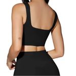 SheIn Square Neck Buttery Soft Fabric Black Cropped Top Photo 1