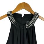 Adrianna Papell  Beaded Chiffon Overlay Black Jersey A-Line Mini Dress Cocktail 8 Photo 3