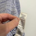 White House | Black Market WHBM Blue White Open Knit 3/4 Sleeve Cotton Sweater L Photo 7