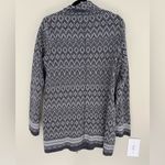 Max Studio  Black and Gray geometric Patterned long zipper Sweater Photo 2