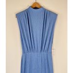 Saylor NWT Dress Blue Fione Plisse Maxi Crinkle Pleat Blouson Slit Stretch XS Photo 6