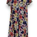 LuLaRoe  Carly size small (6-8) swing dress hi low multicolor rose pattern soft Photo 0