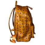 MCM Cognac Visetos Logo Metallic Embellished Full Size Unisex Backpack Book Bag Photo 8