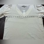 Loft New V-neck Puff Sleeve Sweater Blouse Cream Women medium neutral minimalist Photo 11