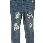 Judy Blue  Distressed Gingham Patch High Rise Skinny Jeans—size 13/31 Photo 0