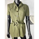 Dress Barn ‎ Olive Green Safari Style Short Sleeve Belted Shirt Dress Sz 4 Photo 1